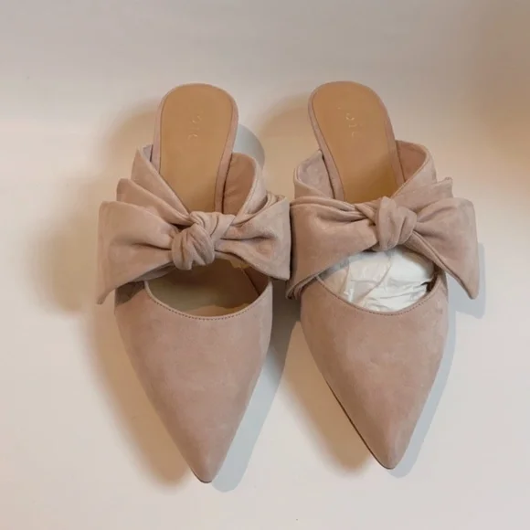 JOIE Caleah Peach Pink Suede Mules Kitten Heel Pointed Toe Sandal Leather Pumps - Picture 12 of 15